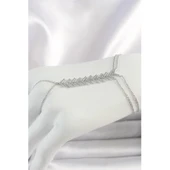 Pirinç Gümüş Renk Zirkon Taşlı V Model Kadın Şahmeran - Tj-sn630 - 1