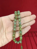 ATEŞ KEHRİBAR TESBİH HİKMET AL SAİD USTA YAPIMI KÜRE KESİM YEŞİL RENKLİ T-871 - 2