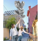 Metalize Parlak Gümüş Kalp Şekilli Uçan Balon Folyo 18 İnç 45 Cm 10 Adet - 3