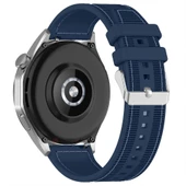 Sneezy Huawei Watch GT4 41mm İle Uyumlu Dikiş Desenli Metal Tokalı Dokuma Silikon Kordon  Lacivert thumbnail 2