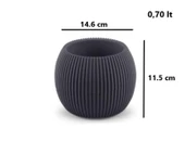 Omnipazar KRS Mercan Dekoratif Sukulent Kaktüs Plastik Saksı Takımı 3'lü Set Antrasit - 7