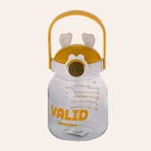 Relaxion Hediyeli, İthal Lüx Kulaklı Beyaz -Sarı Matara/Suluk 1100 Ml (446) - 1
