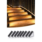 Buffer® 8 Adet Üçgen  Güneş Enerjisi İle Şarj Olan Dış Mekan Solar Basamak Köşe Lambası thumbnail 6