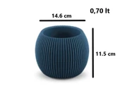 Omnipazar KRS Mercan Dekoratif Sukulent Kaktüs Plastik Saksı Takımı 3'lü Set Gece Mavisi thumbnail 6