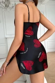 Büyük Kırmızı Kalp Desenli Saten - 4