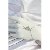 316l Çelik Zincirli Gümüş Renk Kalp Figürlü Zirkon Taşlı Şahmeran - Tj-sn671 - 1