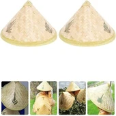 Naturel Renk Cambodia Kamboçyalı Vietnam Şapkası PVC Hasır - 5