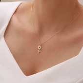 Vaoov 925 Ayar Lacivert Taşlı Yıldız Çiçeği Kolye - 1