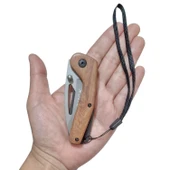 Taktik Çakı Küçük Paslanmaz Çelik Ahşap Sap 15 Cm thumbnail 3