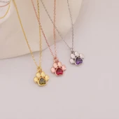 Vaoov 925 Ayar Gümüş Yeşil Taşlı Pati Kolye thumbnail 4