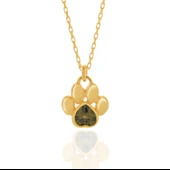 Vaoov 925 Ayar Gümüş Yeşil Taşlı Pati Kolye thumbnail 3