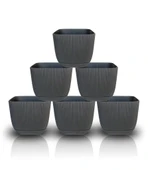 Omnipazar KRS-384 Dekoratif Plastik Mercan Kare Saksı 4 litre Antrasit 6 Adet thumbnail 1