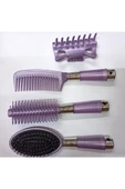 abnturk Plastik Ergonomik Kullanışlı Ayna Toka Fırça Tarak Seti 5 Parça Saç Bakım - 6