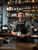 Şef Garson Kafe Aşçı Barista Siyah Önlük - 4