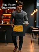 Siyah Kot Kumaş Barista Önlüğü - 1