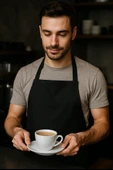 Şef Garson Kafe Aşçı Barista Siyah Önlük - 3