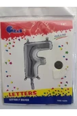 abnturk Gümüş Renkli 36 cm Boyutlu F Harfi Folyo Balon - 1