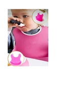 abnturk Pembe Renk Bebek Çocuk Mama Önlüğü Dökülme Engelleyici Su Geçirmez Silikon Bebek Mama Önlüğü - 1