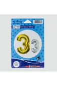 abnturk Gümüş Renkli 100 cm. Dev Boyutlu Folyo 3 Rakamı Balon - 1