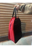 abnturk Orta Kalite Kırmızı Siyah Çok Amaçlı El Çantası 52x36Cm - 4