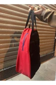 abnturk Orta Kalite Kırmızı Siyah Çok Amaçlı El Çantası 52x36Cm - 2