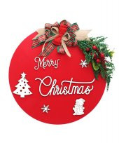 35cm Yılbaşı Kapı Süsü Merrry Christmas Çiçekli - 1