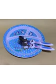 abnturk Penguen Desenli Mavi Bölmeli Çocuk Mama Tabağı Seti 3’Lü Çocuk Yemek Takımı - 2