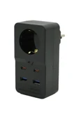 abnturk Termal ısıya dayanıklı Akım Korumalı Type-C Ve USB 2.1A Şarj Çıkışlı 10A 2500W Priz - 1
