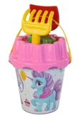 abnturk Orta Boy 5 Parça Unicornlu Kız Çocuk Plaj Deniz Kum Kova Seti Kürek Tırmık Kova Set - 1