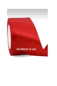 abnturk Yüksek Kaliteli 6cm 10 Metre Çift Taraflı Saten Kırmızı Kurdele - 2