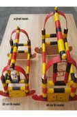 abnturk Oyuncak Dekor Için Nostaljik Ahşap Beşik,tahta Beşik 30cm El Boyaması Orjinal Ahşap Beşik - 2