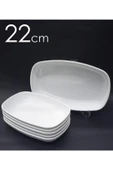 abnturk 3 Adet Beyaz Melamin Kayık Tabak 22x14cm Salata Kebap Tabağı Ev Lokanta Tipi Sağlam Kare Oval Plate - 1