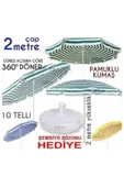 abnturk Özel Bidon ile Set Pamuklu kumaş Büyükboy açı verilen 2 MT Şemsiye Bahçe,balkon,teras,plaj şemsiyesi - 1