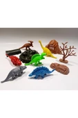 abnturk 11 Parça Dinazor Dünyası Seti 6 Farklı Büyük Boy Dino 5 Farklı Ağaç,kafes,kayalar Dinosaurs Dinozor - 1