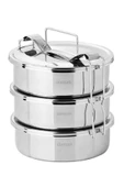 abnturk 5-6 Kişilik Çelik Sefer Tası 18x7cm 3 Kaplı Isıtılabilir Yemek Taşıma Kabı 1330ml x3=4 LT Yaylı Kulp - 1