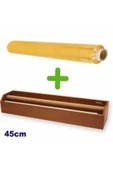 abnturk Geniş Tip 45cm Ahşap Streç Kesim Standı+1 Rulo 300m Uzun Boy 45cm Gıda Streci Hediye,gıda Koruma Set - 1