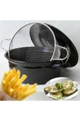 Topyekünparti Fritöz Kızartma Tenceresi Patates Kabak Patlıcan Kızartma Tenceresi Fritöz Emaye Tencere - 3