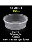 abnturk 50 Adet 150cc Şeffaf Plastik Süpangle Keşkül Sütlaç Helva Sup Tatlı Sağlıklı Muhallebi kabı kapaksız - 1