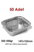 abnturk 50 Adet Alüminyum Folyo Yemek Kabı 350-500gr hacim Kap-Kase Yüksek Soğuk+Isıya Dayanan Fırına Uygun - 1