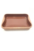 İstoç Türk Borcam Stil Toprak Güveç Kabı 32x23x5cm Yüksek Ateşe Dayanıklı Dikdörtgen Toprak Güveç Fırın Tepsisi - 1