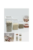 abnturk Vakum Kapaklı Hava Almaz 4lü Set Akrilik Erzak Kabı Elegant 430g-900g-1400ml 1900ml Saklama Kapları - 1