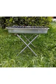 abnturk Ayaklı Büyük Mangal 45cm Kebapçı Barbekü Geniş Oluklu Paslanmaz Galvaniz Gövde Krom Köfteci Izgara - 7