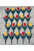 abnturk 340cm Sarı Kırmızı Renklerde Lale Çiçekli Bahçe Çiti Kaliteli Plastikten 80x30cm Eklenebilir 4 Panel - 2