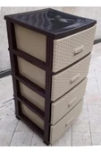 abnturk 4 Katlı Hasır Sebzelik Dolap Makaralı Çekmece Tekerli BüyükBoy Plastik Komidin 90cm Demonte Şifonyer - 1