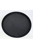 abnturk 34cm Delikli Alüminyum Granit Pizza Tavası Yapıştırmaz Sığ Kenar Eniyi Pizza Pişirme Fırın Tepsisi - 1