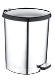 abnturk 2 Adet Ayak Pedallı Çöp Kovası Gri-Metal Görünümlü 20 Litre BüyükBoy Çıkabilen iç Kova Ø33 h:40 - 1