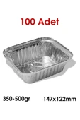 abnturk 100 Adet Alüminyum Folyo Yemek Kabı 350-500gr hacim Kap-Kase Yüksek Soğuk+Isıya Dayanan Fırına Uygun - 1