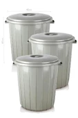 abnturk 3 adet 25 Litre Kapaklı Yuvarlak Çöp Kovası Sağlam Kaliteli Çöp Kutusu Ø35 h40 Su Erzak Kovası - 1