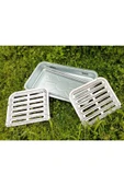 abnturk Ayaklı Büyük Mangal 55 cm Kebapçı Tipi Geniş Oluklu Paslanmaz Galvaniz Gövde Krom Köfteci Izgarası - 4