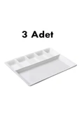 abnturk 3 Adet Kırılmayan Kahvaltı Sunum Tabağı 33x26cm Kahvaltılık 6 Bölme Sağlıklı Malzeme Tabldot Tepsisi - 2